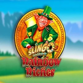 Slingo Rainbow Riches slot logo by Gaming Realms at BetSixty Casino